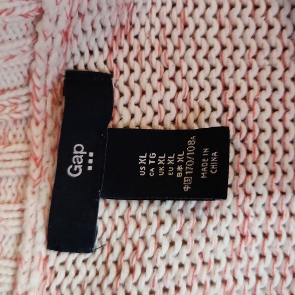 GAP marled pink 100% cotton sweater hi low red coral white size XL comfy baggy - Picture 12 of 15